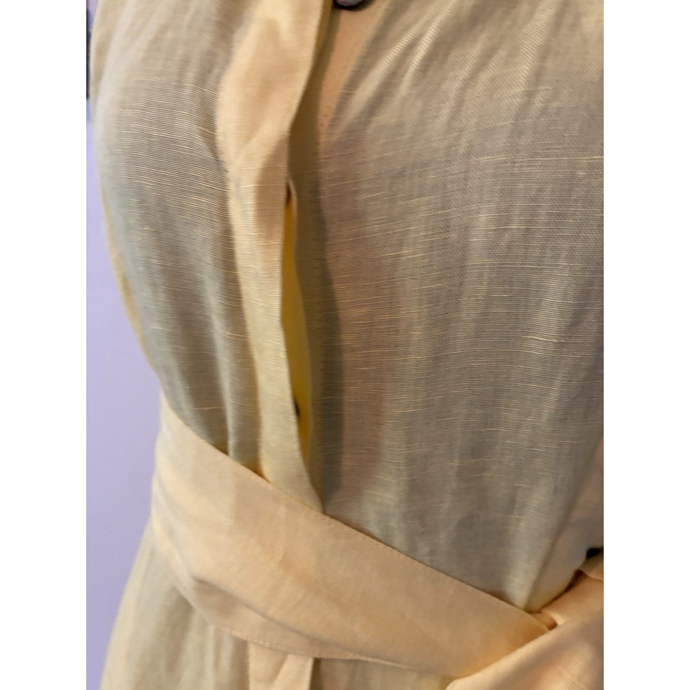 Boston Proper Sleeveless Linen Maxi Shirt Dress Medium Butter Yellow New W/O Tag - Picture 6 of 10